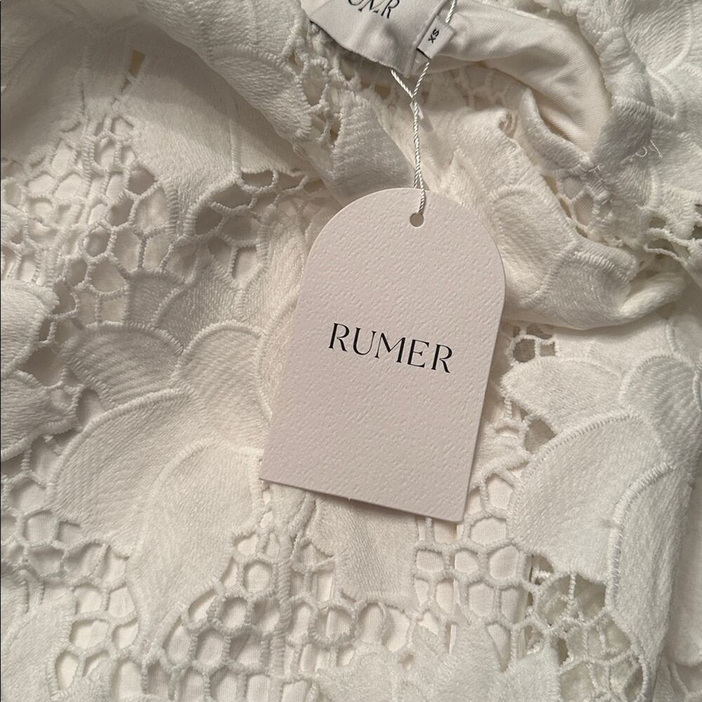 Rumer NWT White Bridal Crochet Lace Bell Sleeve Tropez Mini Dress medium - Picture 4 of 6